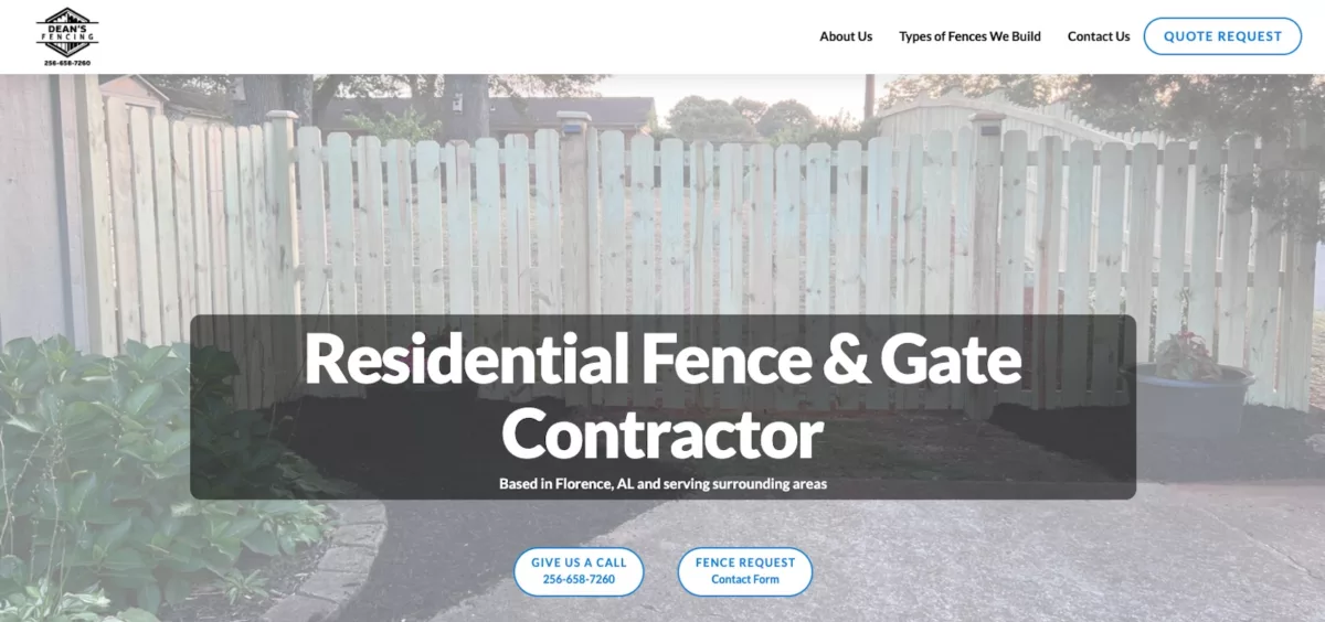 Dean's Fencing - Shoals Works Web Design Client